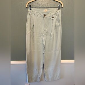 a new day light Sky Blue Trousers Barrel Wide leg pleated with button detail